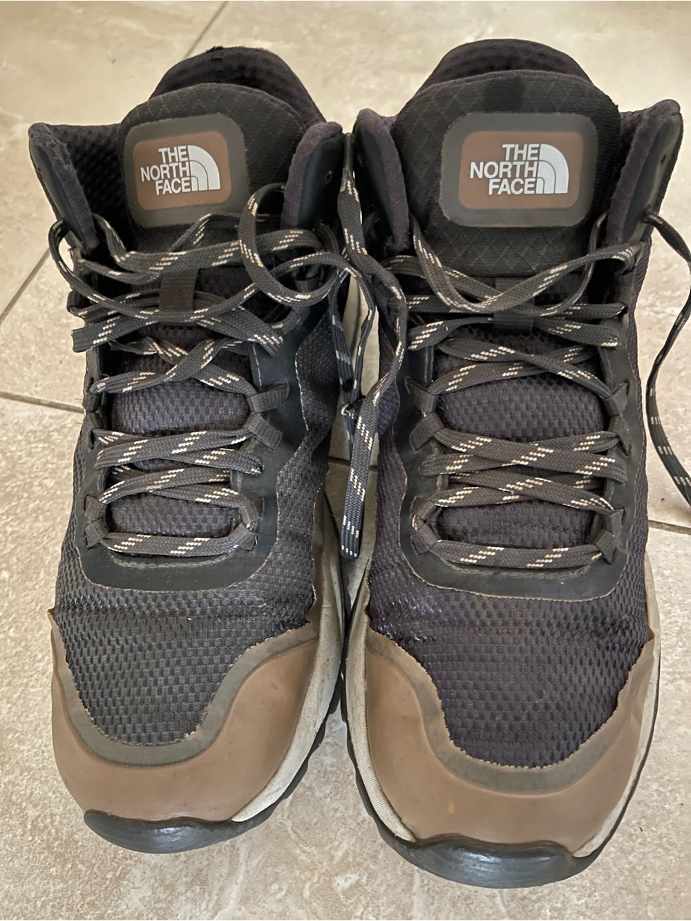 The North Face Men's Black and Brown Hiking Boots